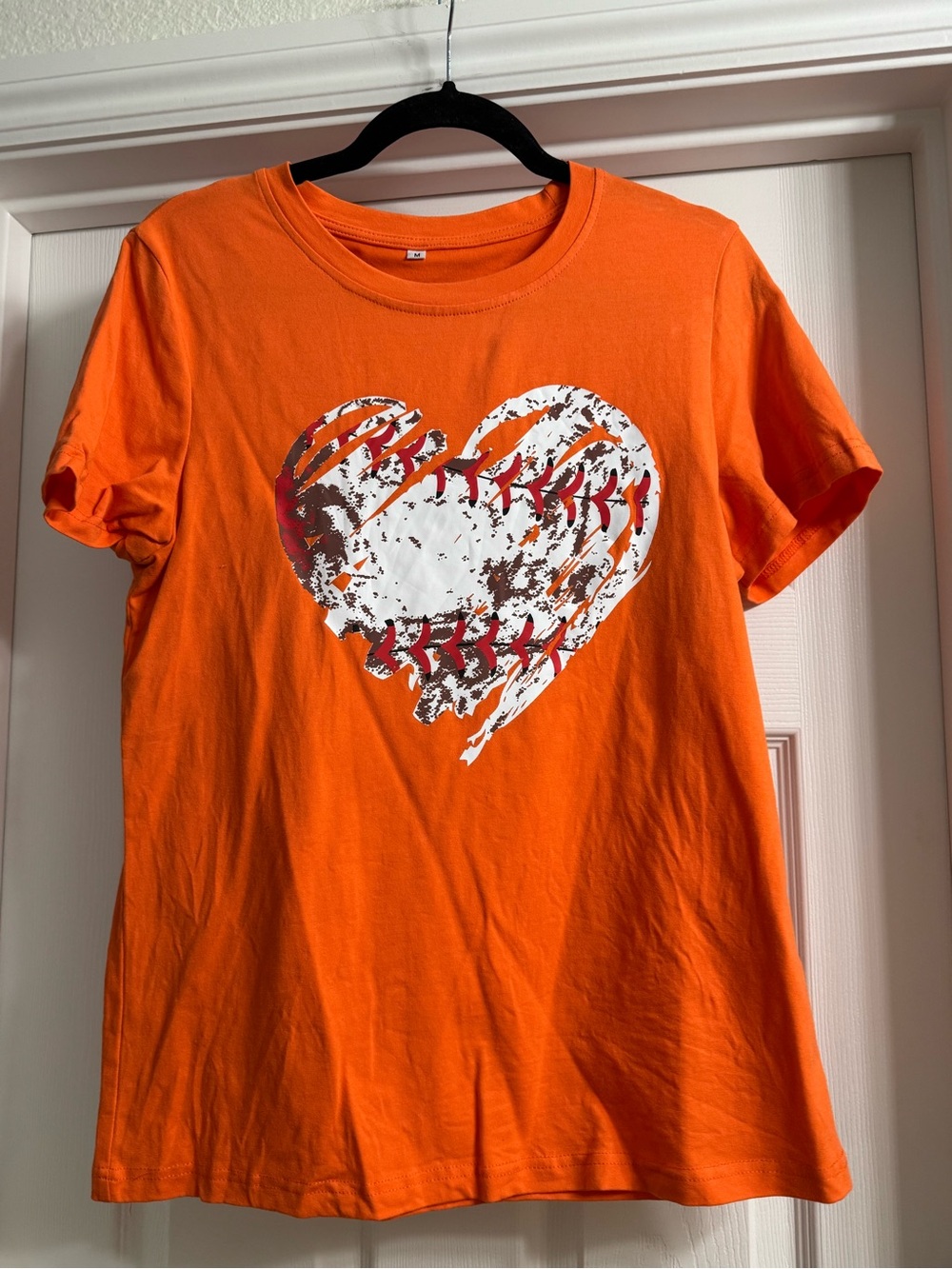 Orange Baseball Heart Graphic Tee